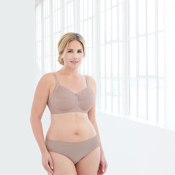 Set of 3! 50i Plus-Size Glamorise COMFORT LIFT Wireless Bra SOFT-LACE Taupe NEW - Picture 8 of 14